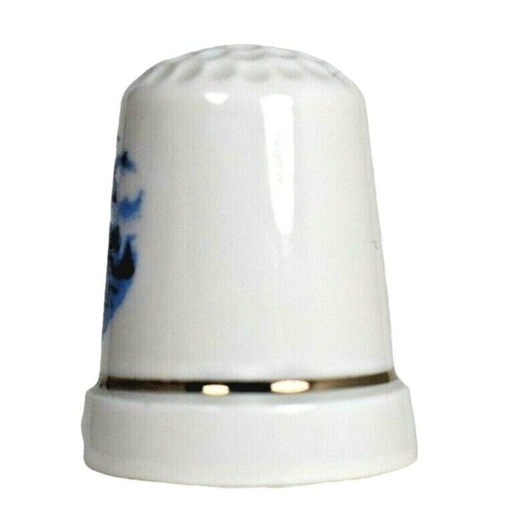 Countryside Windmill Blue Background Souvenir Porcelain Thimble Home Decor - Picture 4 of 5